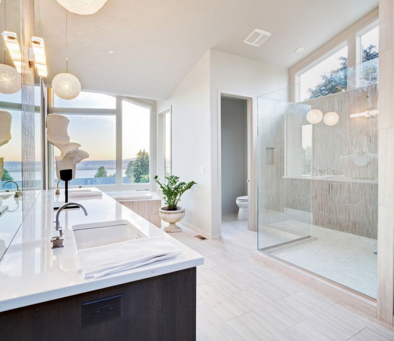 Contemporary Bathroom with Large Windows